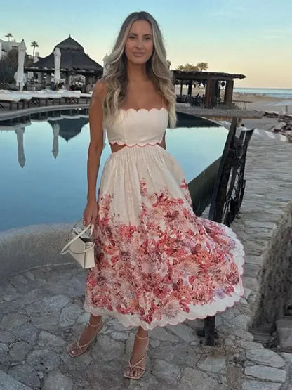Bloemenprint Midi-Jurk Zomerjurk Vrouwelijke Stijl