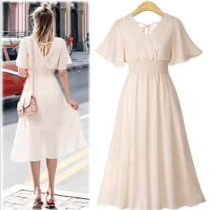 Zomerjurk V-hals Chiffon Rok Luchtig en Licht