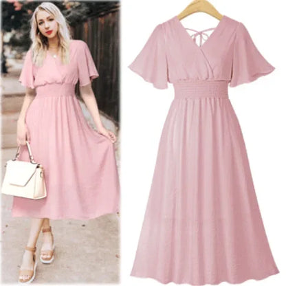 Zomerjurk V-hals Chiffon Rok Luchtig en Licht - StudioMarella