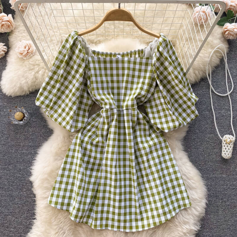 Korte Dames Zomerjurk Mini Jurkje Vierkant Hals - StudioMarella