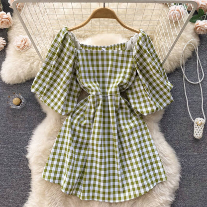 Korte Dames Zomerjurk Mini Jurkje Vierkant Hals - StudioMarella