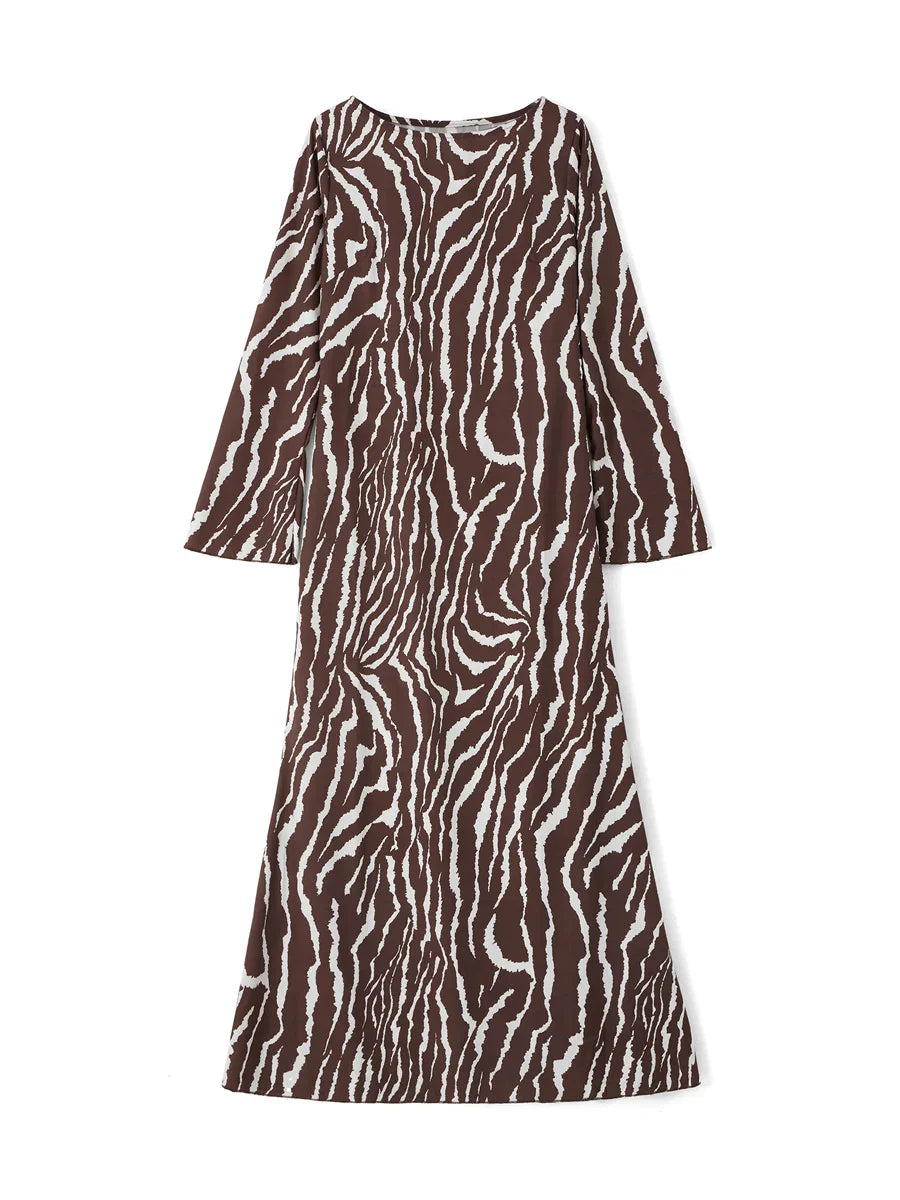 Zebra Print Jurk Lange Vrouwelijke Zomerkleding