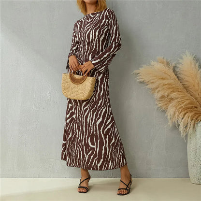 Zebra Print Jurk Lange Vrouwelijke Zomerkleding