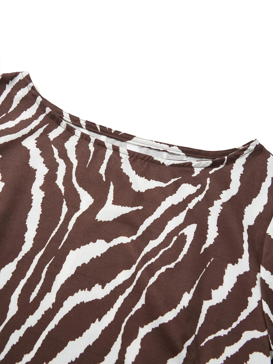 Zebra Print Jurk Lange Vrouwelijke Zomerkleding
