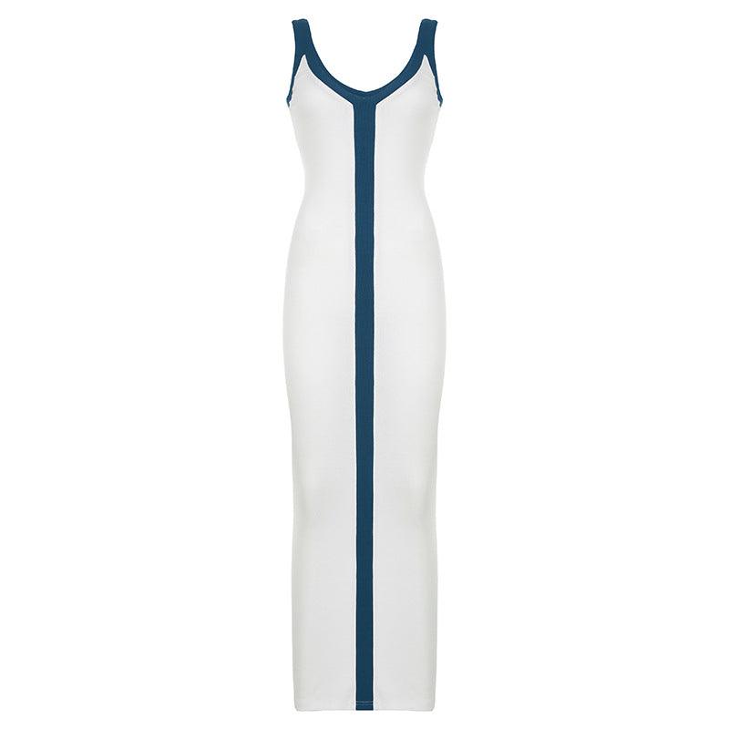 Dames Maxi Zomerjurk Wit met Contrasterende Details - StudioMarella