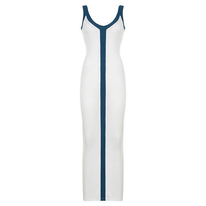 Dames Maxi Zomerjurk Wit met Contrasterende Details - StudioMarella