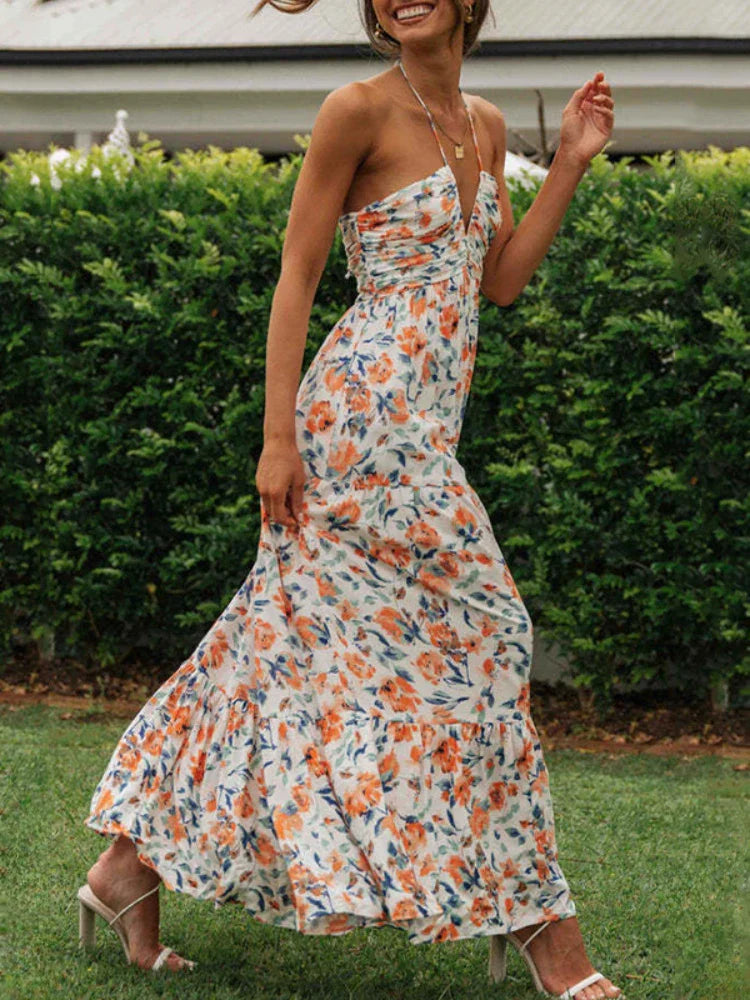 Zomerjurk Boho Halterneck Vrouwelijk Jurk