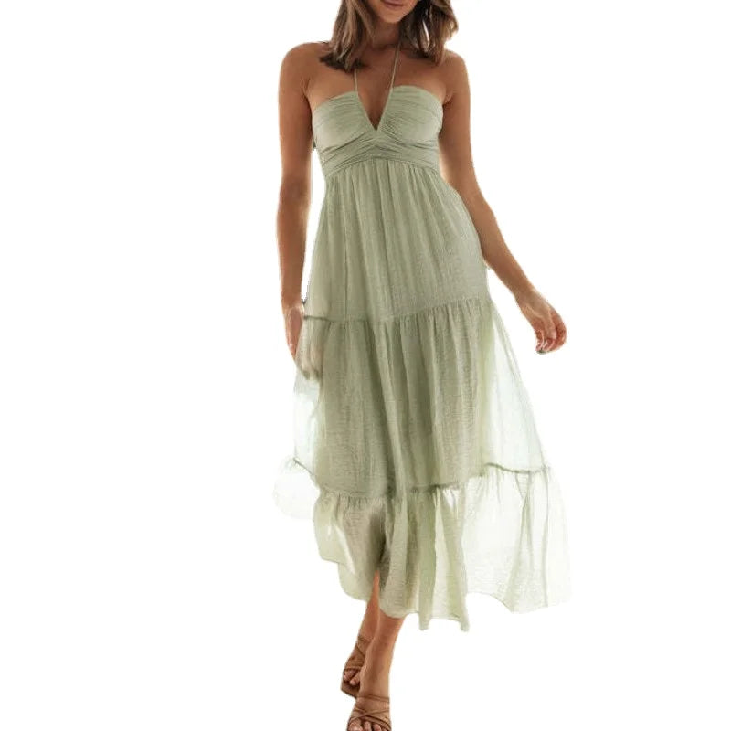 Zomerjurk Boho Halterneck Vrouwelijk Jurk
