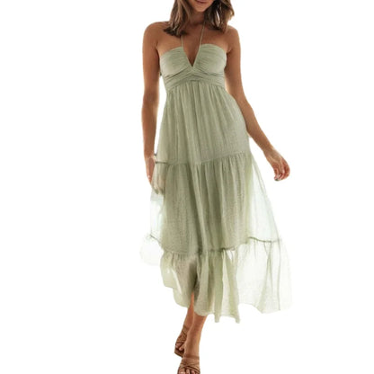 Zomerjurk Boho Halterneck Vrouwelijk Jurk