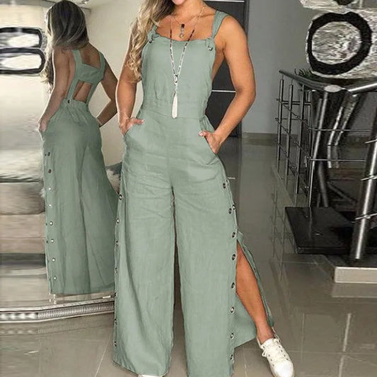Vrouwen Jumpsuit Zomer Jurk met Knoopsluiting - StudioMarella