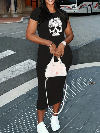 Zomerjurk Skull Print Vrouwelijk Trendy Model