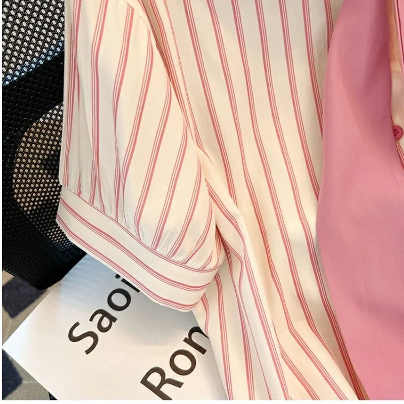 Vrouwelijke Zomer Blouse Gestreept Luchtig