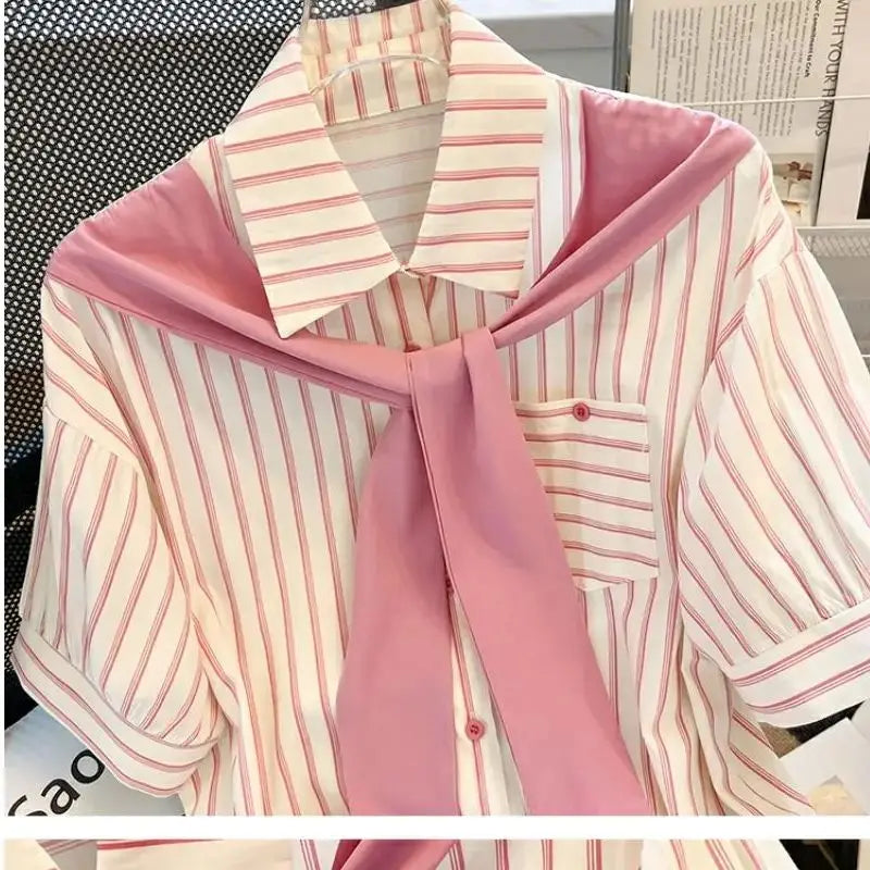 Vrouwelijke Zomer Blouse Gestreept Luchtig