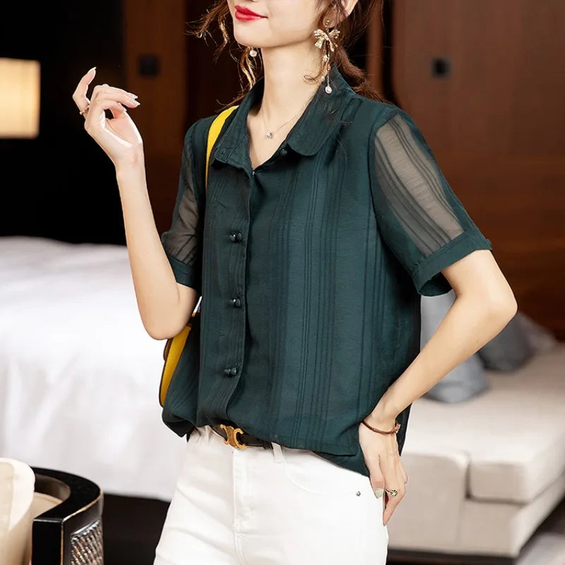 Dames Zomer Vest Chiffon Gaas Bloem Patricia - StudioMarella
