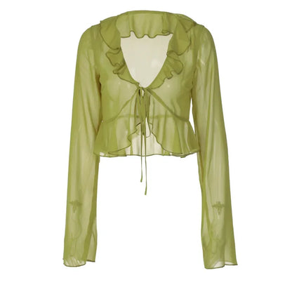Lente Zomertop Transparante Chiffon Jurk Blouse