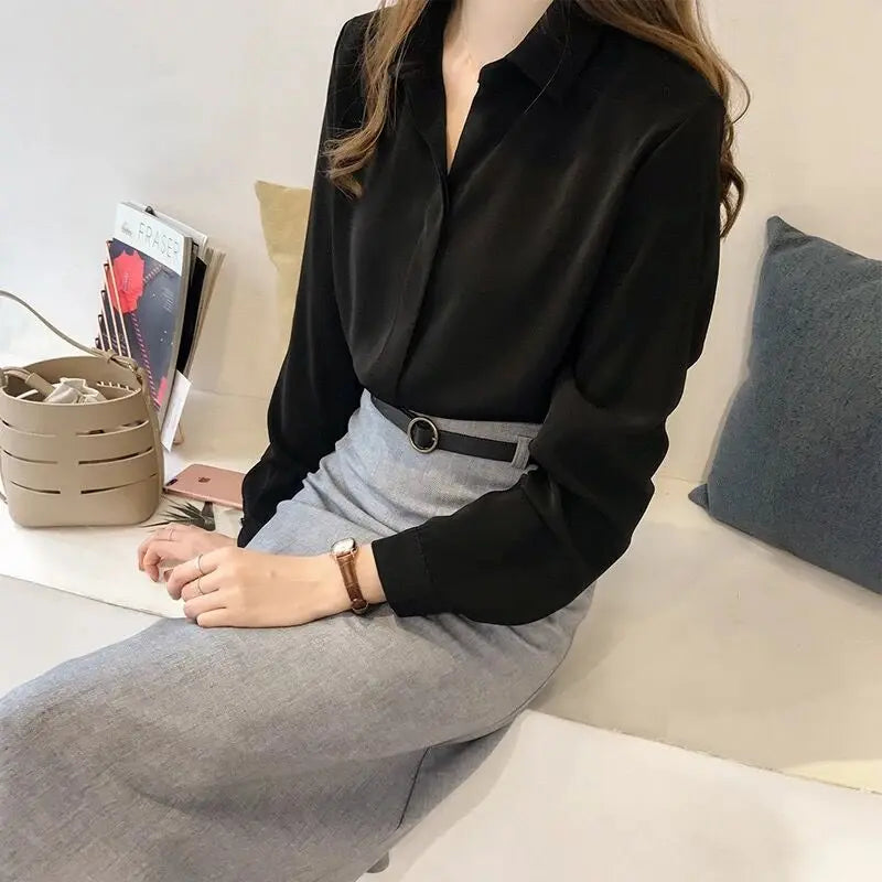 Dames Blouse Lange Mouwen Zomer Chifon Stijl