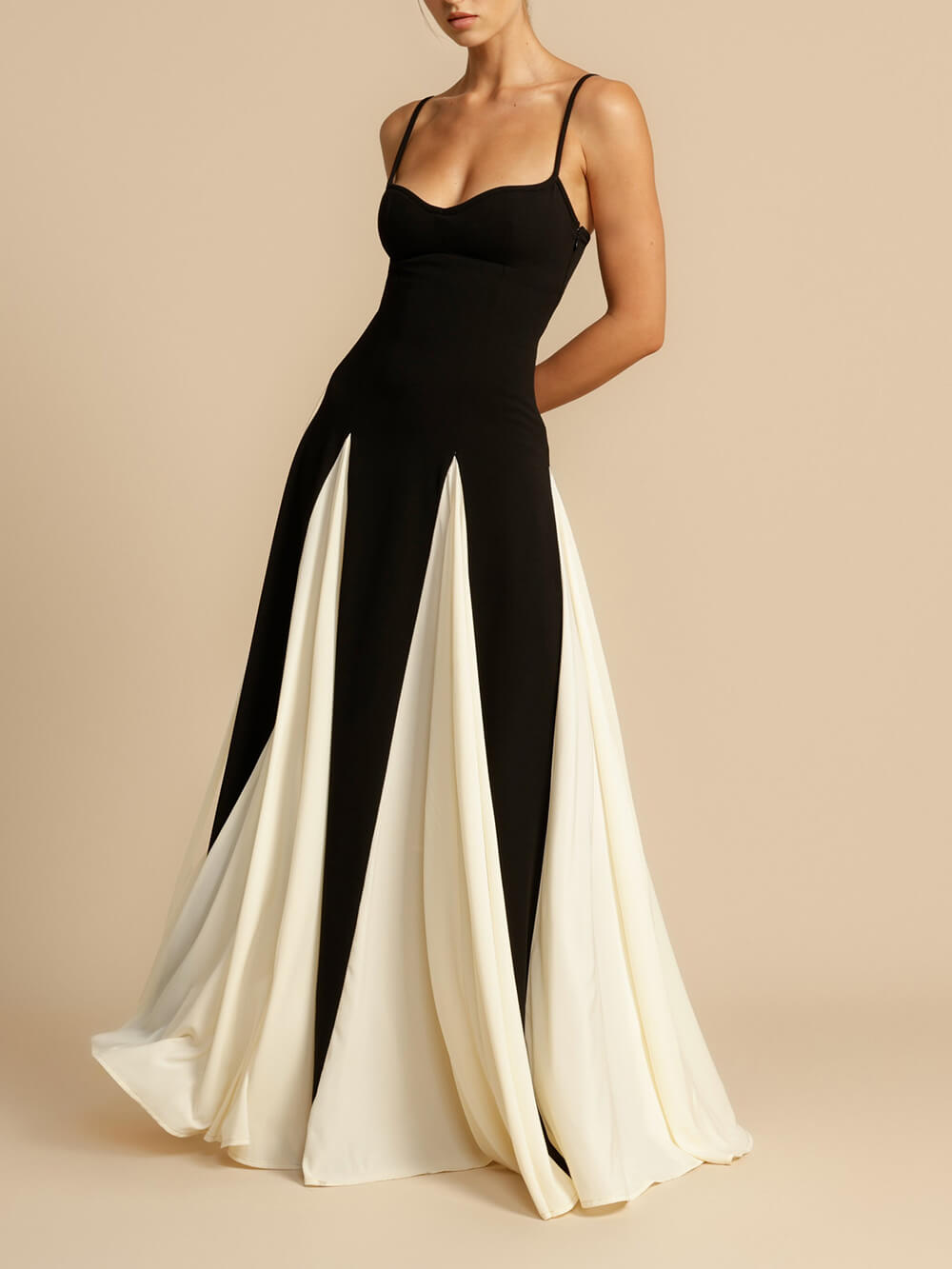 Dames Avondjurk Elegante Maxi Zwartwit Jurk