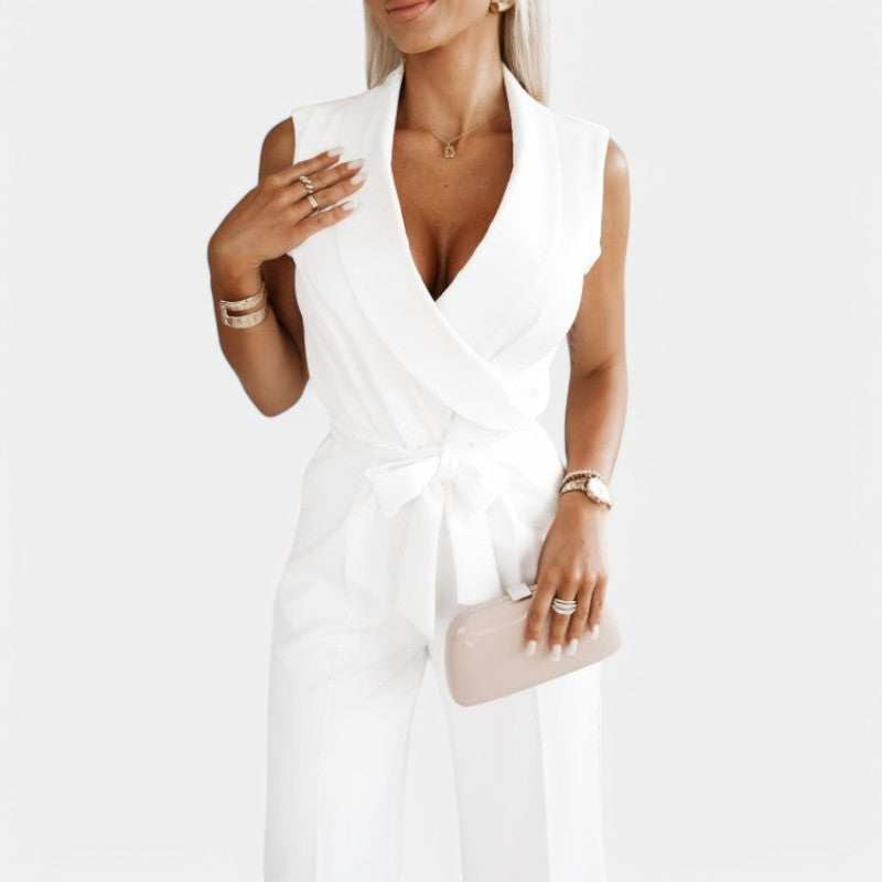 Dames Jumpsuit Zwarte Elegantie Riem Jurk - StudioMarella