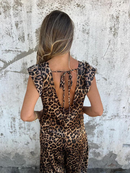 Dames mouwloze Luipaardprint zomer jumpsuit - Jessica
