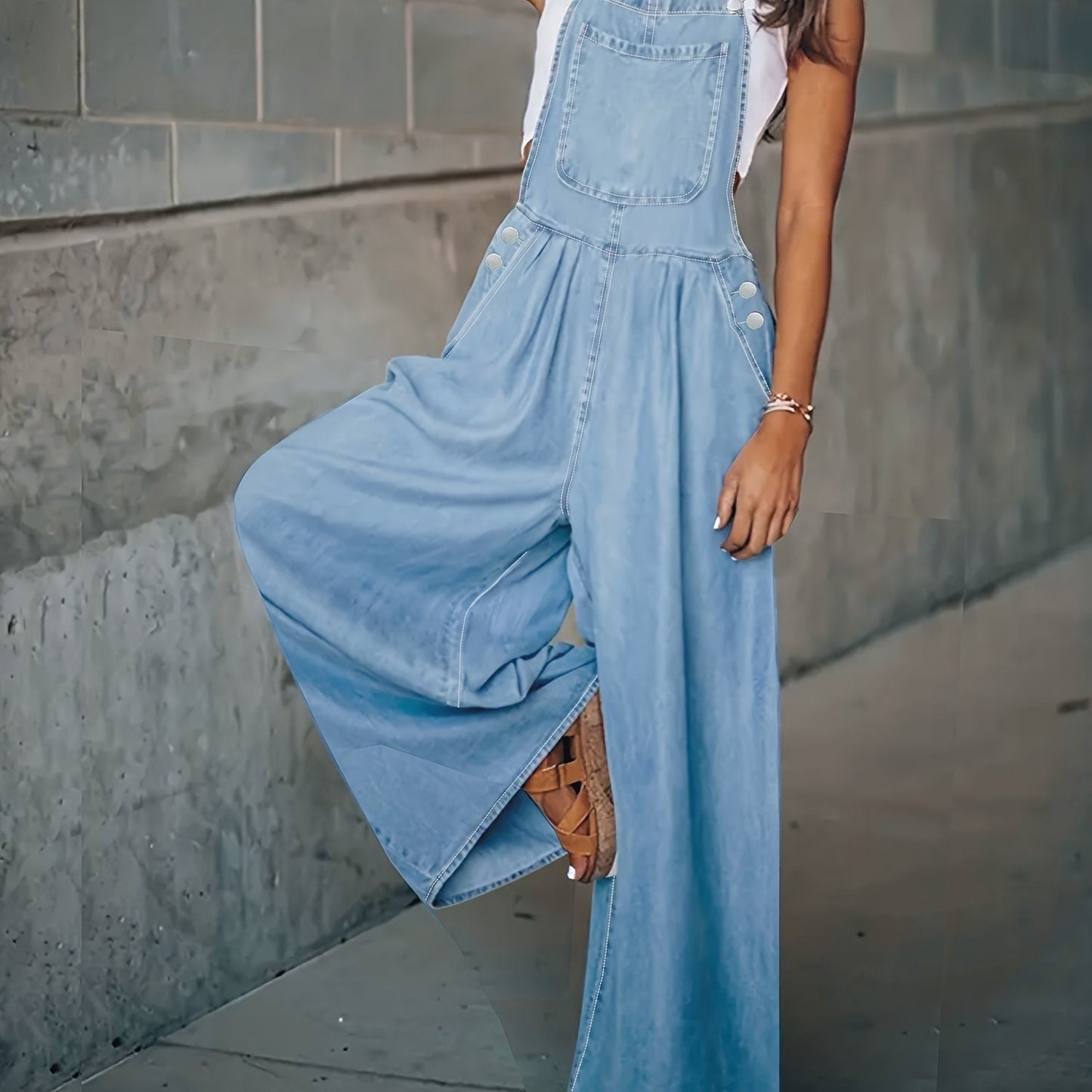 Dames Zomer Overall Wijde Denim Broek Losse Fit
