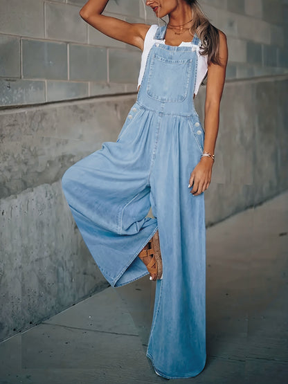 Dames Zomer Overall Wijde Denim Broek Losse Fit - StudioMarella