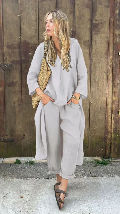 Dames Zomerbroek Lange Rug Set Marissa