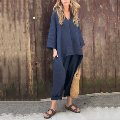 Dames Zomerbroek Lange Rug Set Marissa