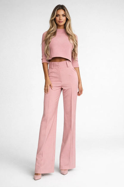 Dames Set - Crop Top met Wijde Hoge Taille Broek Comfortabel - StudioMarella