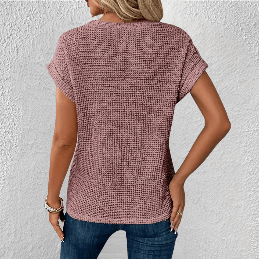 Dames Gebreide Top met Wafelstructuur | Blouse Dames Amber 8