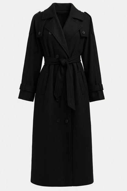 Dames Trenchcoat Lang Model Met Ceintuur Lichtbruin