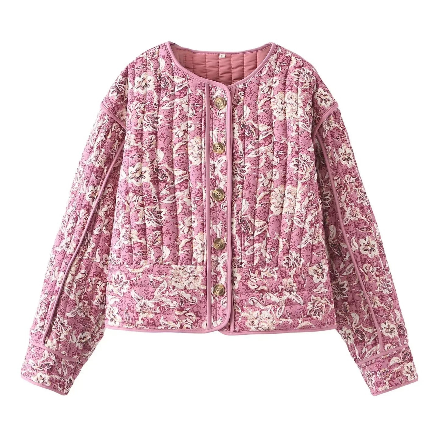 Dames Jas Warm Gewatteerd Bloemenprint