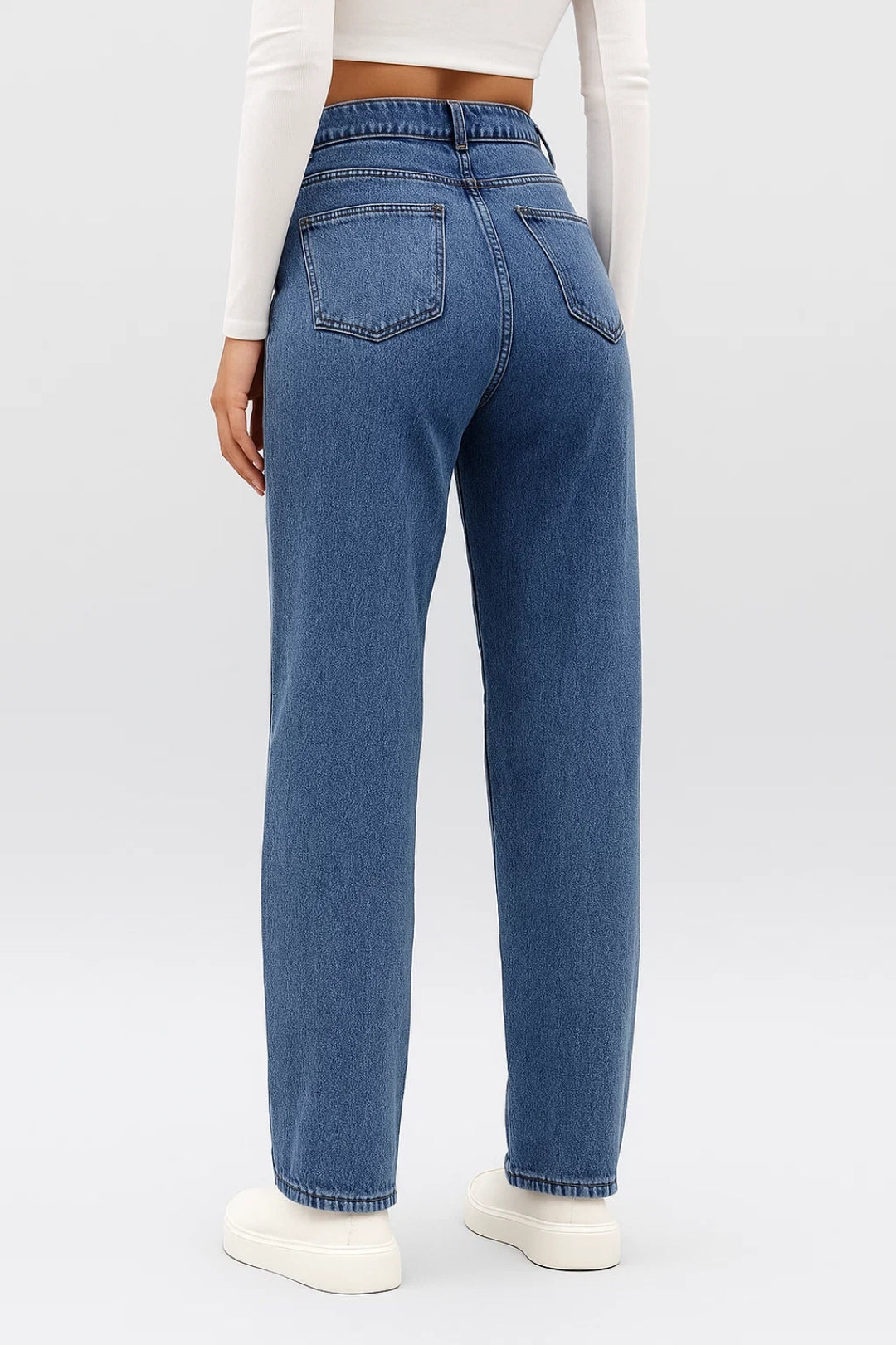 Dames Jeans Hoge Taille Straight Fit Alle Seizoenen