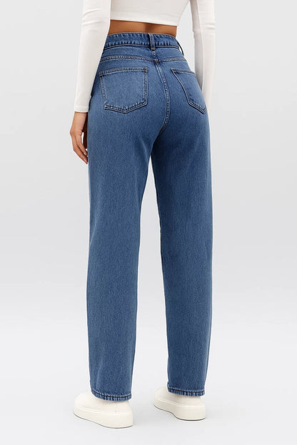 Dames Jeans Hoge Taille Straight Fit Alle Seizoenen