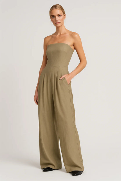 Dames Jumpsuit Strapless Wijd Been Hoge Taille Elegante Zomerjurk