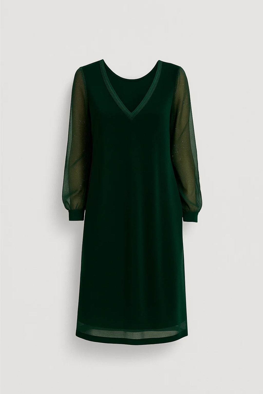 Dames Jurk Mini met V-hals en Lange Mouwen Elegant - StudioMarella