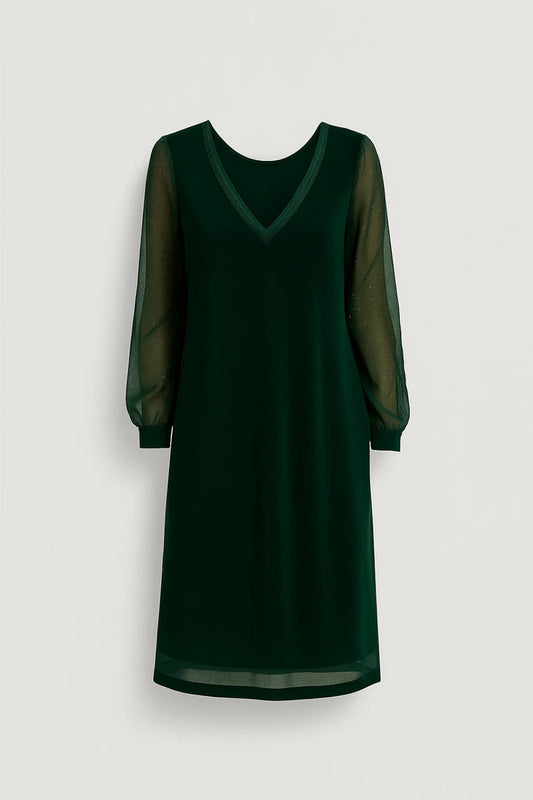 Dames Jurk Mini met V-hals en Lange Mouwen Elegant - StudioMarella
