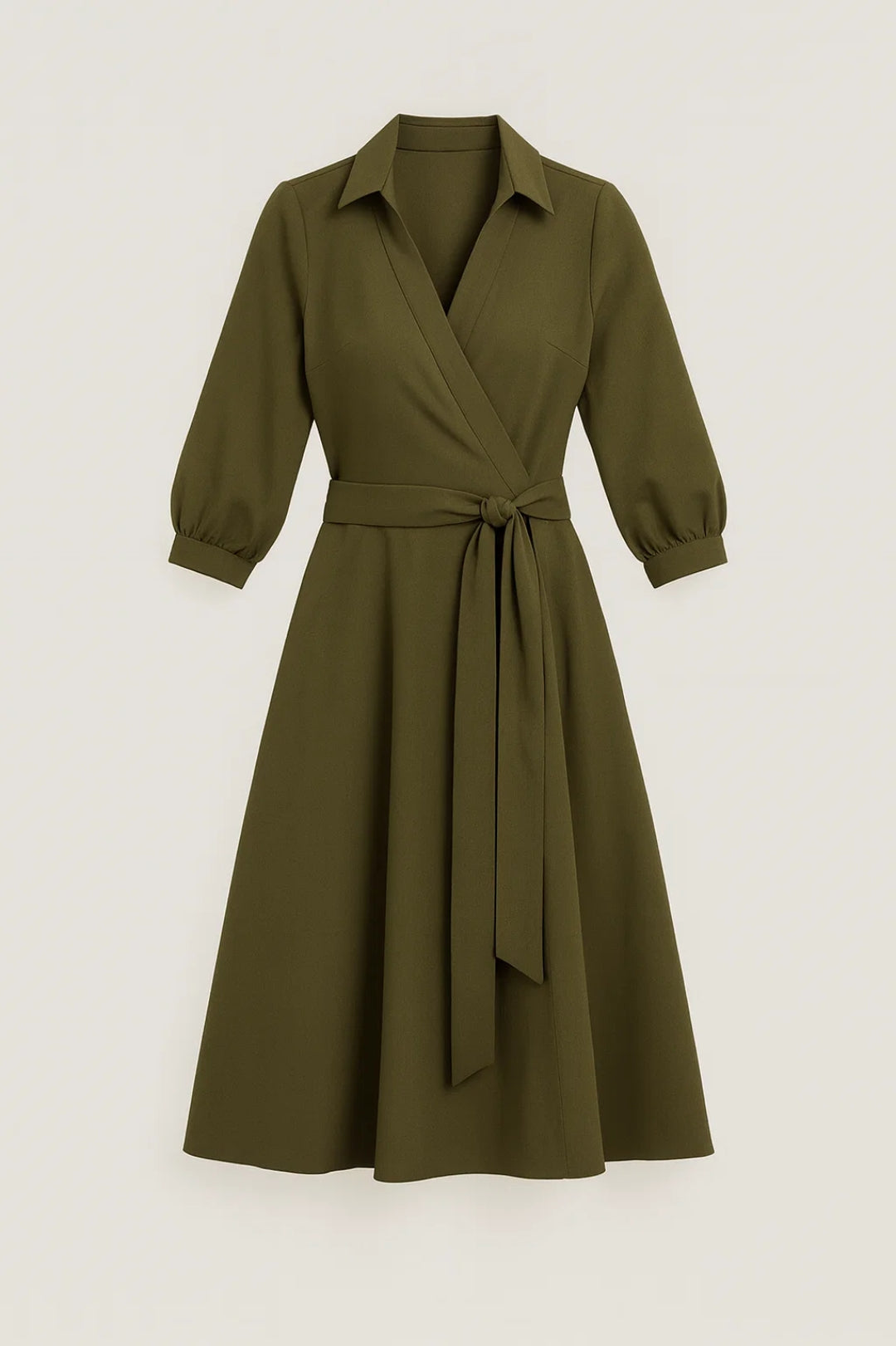 Midi Jurk voor Dames met Ceintuur en Wrap Model Elegant - StudioMarella