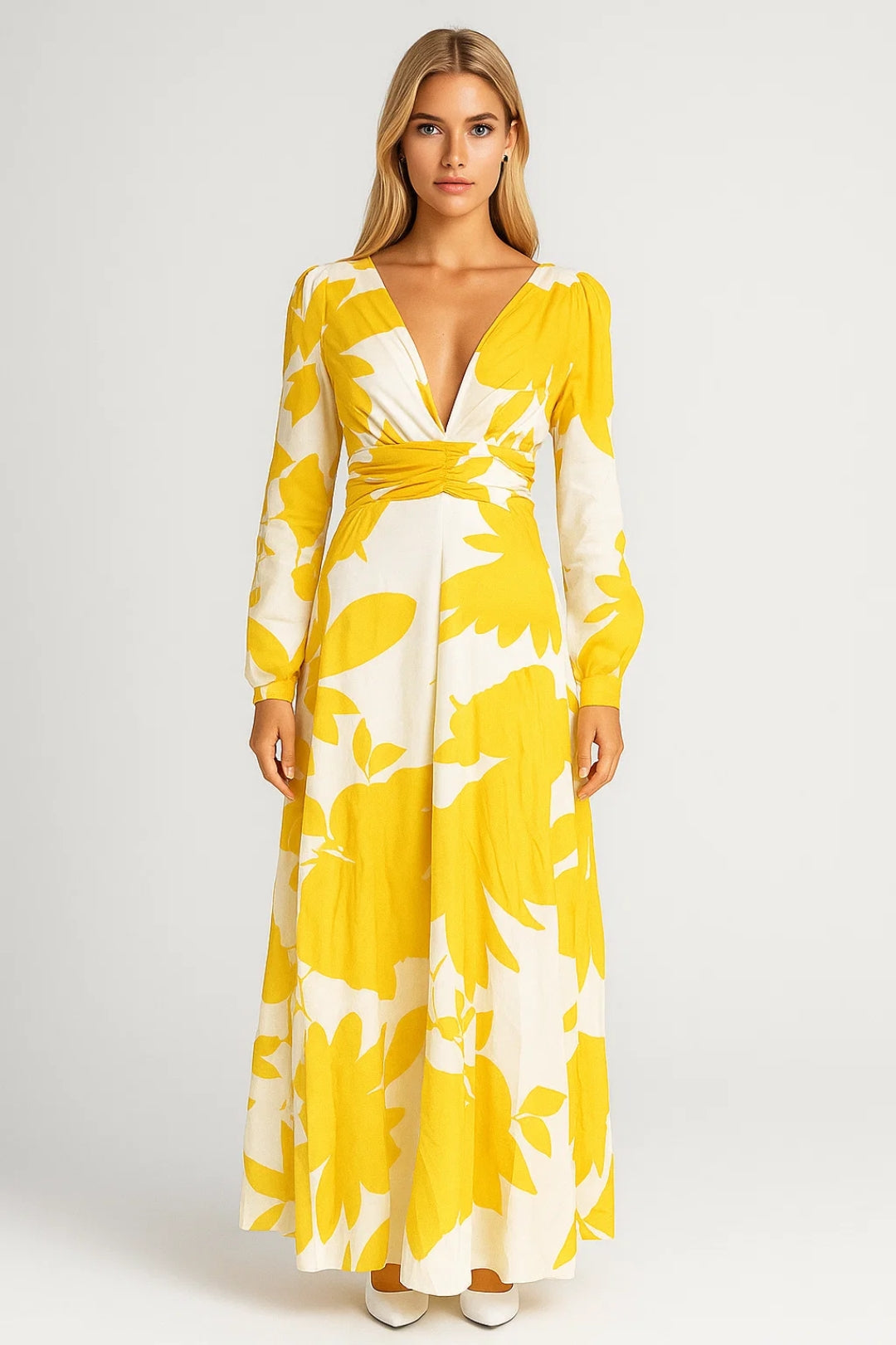 Vrouwen Maxi Jurk Bloemenprint V-hals Elegant Zomer - StudioMarella