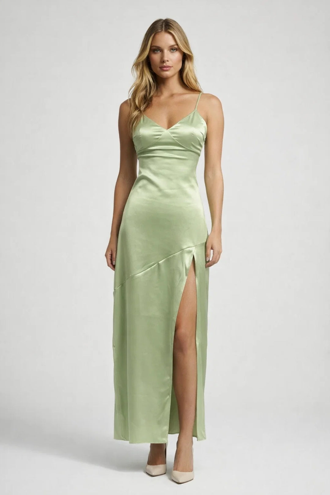 Elegante Maxi Jurk voor Dames met Spaghettibandjes en Hoge Split - StudioMarella