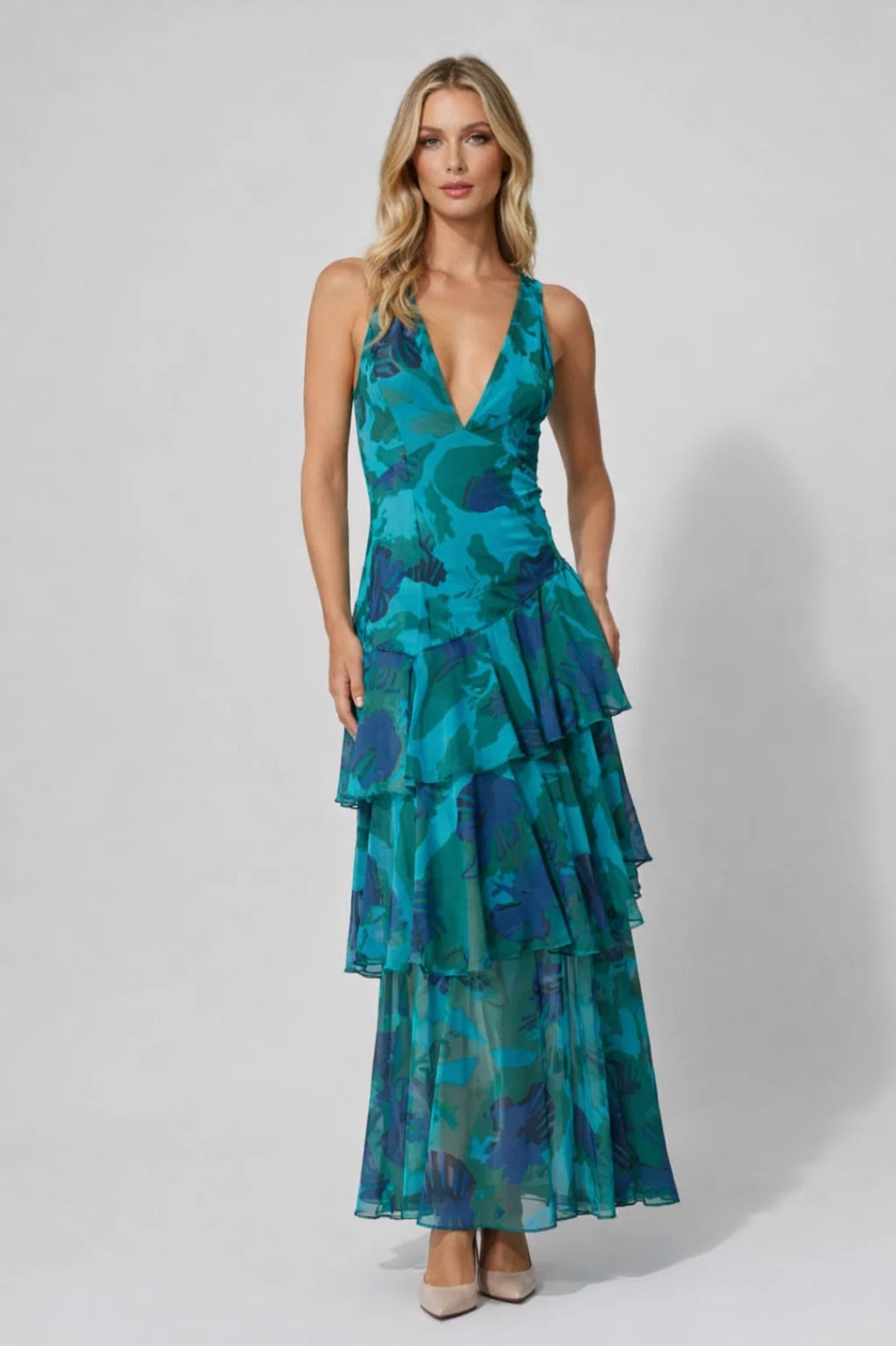 Vrouwelijke Zomerjurk Dames met Bloemenprint en Diepe V-hals