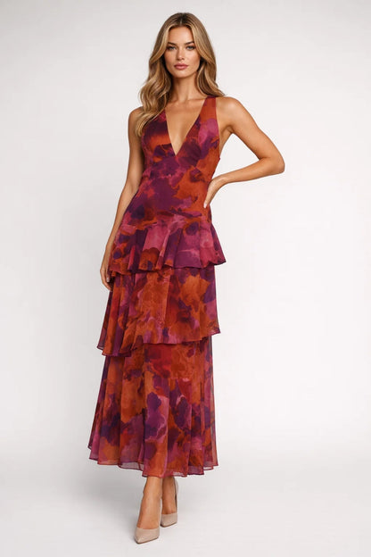 Vrouwelijke Zomerjurk Dames met Bloemenprint en Diepe V-hals