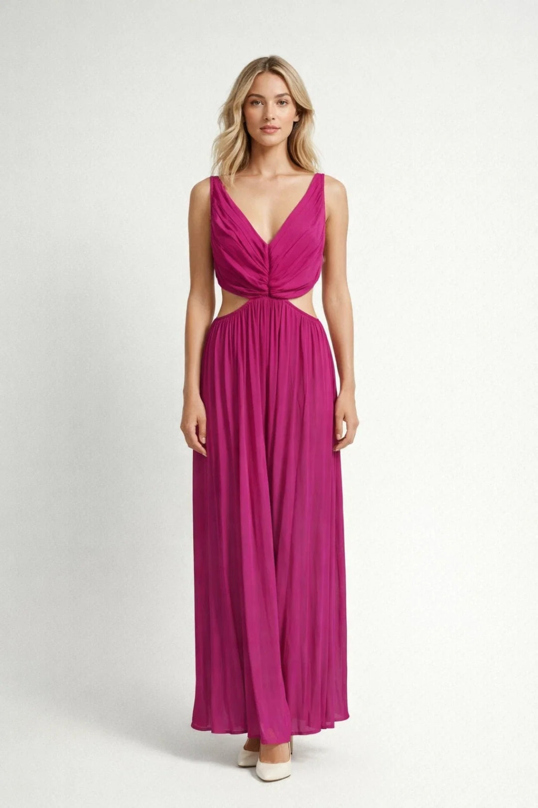 Maxi Jurk Dames Zomerjurk met V-hals en Wijde Rok - StudioMarella