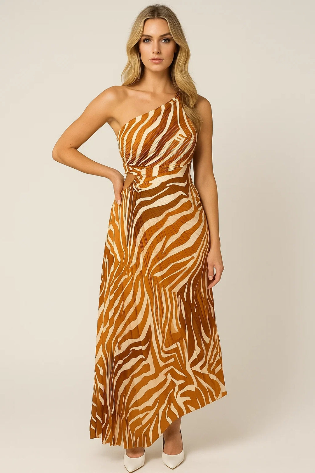 Elegante Maxi Jurk Dames One Shoulder Bloemenprint