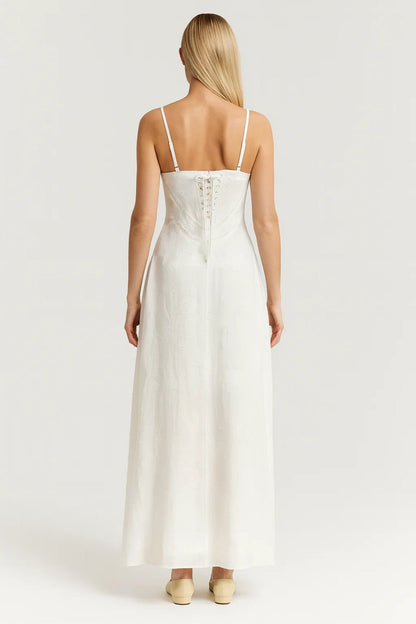 Dames Maxi Jurk Mouwloos met Spaghettibandjes en Sweetheart Halslijn