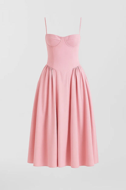 Midi Jurk voor Dames met Wijde Rok en Corset