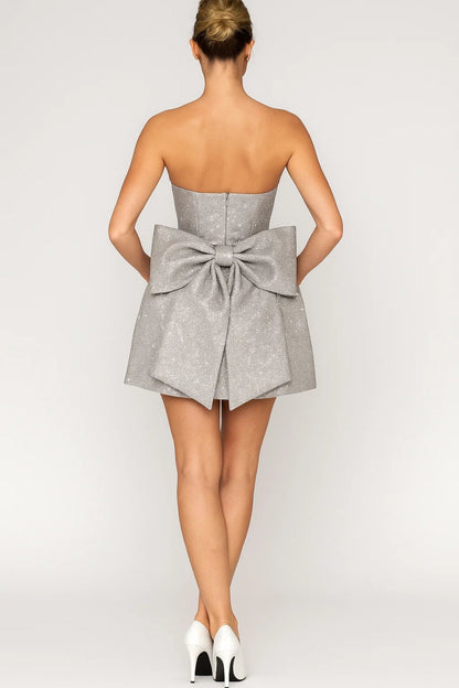 Strapless Mini Jurk Dames met Strikdetail Chique