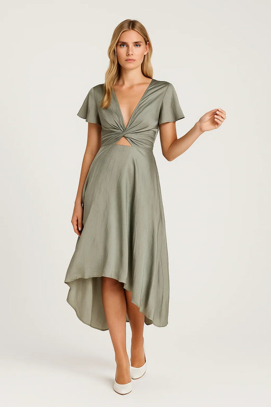 Midi Jurk Dames Elegant Met Cut-out Detail - StudioMarella