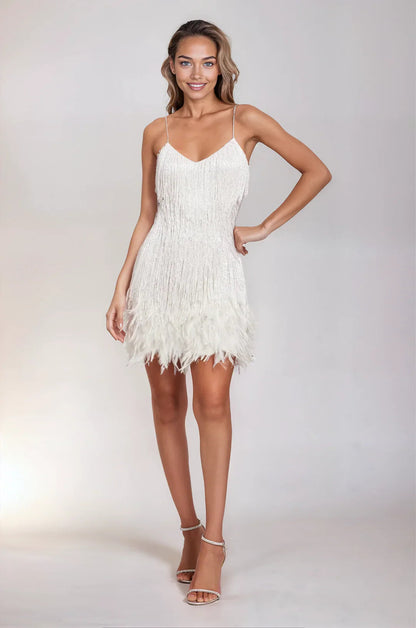 Dames Mini Jurk met Veren Zoom | Chic en Elegante Jurk 4