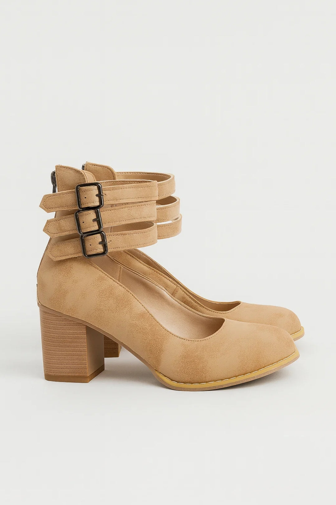 Dames Pumps met Hoge Blockhak en Drievoudige Enkelband Elegant - StudioMarella