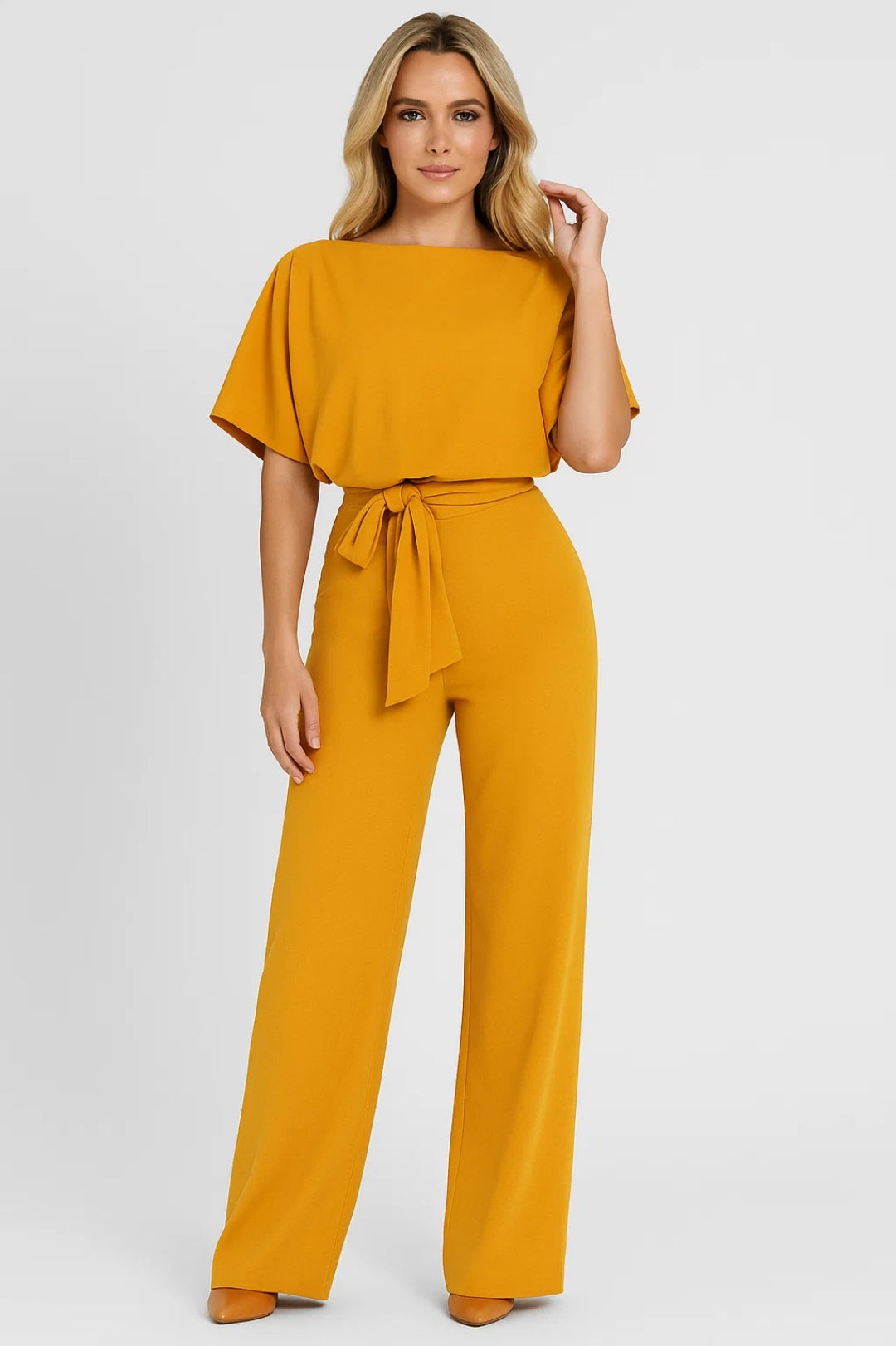 Dames Jumpsuit Wijd Met Ceintuur Elegante Zomerjurk - StudioMarella